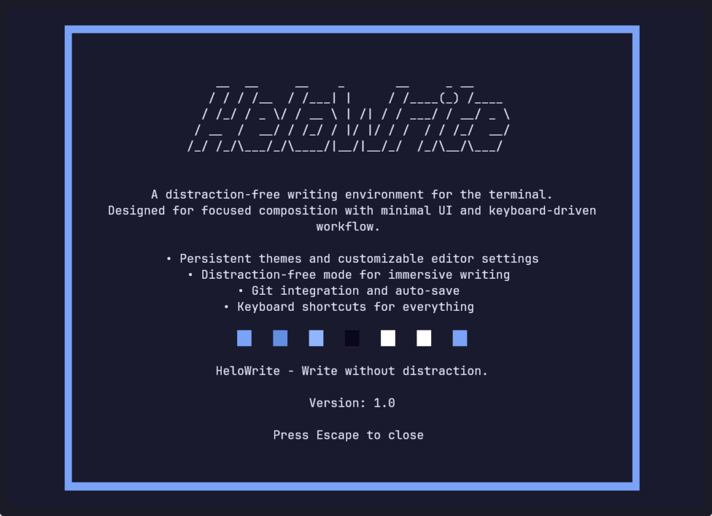 HeloWrite: A Minimalist Terminal Word Processor for Writers
